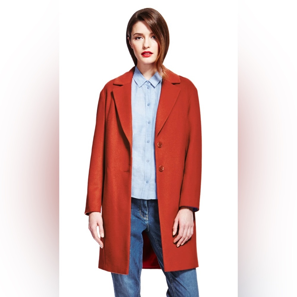Marks & Spencer Women's Burnt Orange Single-Breasted Pea Coat